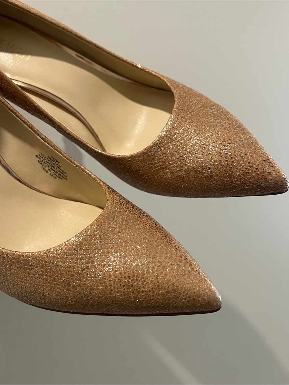 Nine West PointedToe Dress Pumps in Metallic Beige Brown